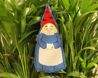 Girl Gnome stake, garden decor, plant gift, new home gift, garden gnome, plant stakes, gifts for gardeners, housewarming, good luck gift