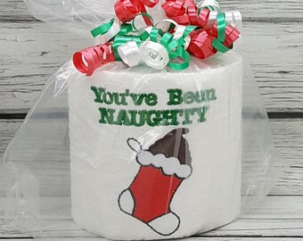 You've Been Naughty Stocking Embroidered Toilet Paper