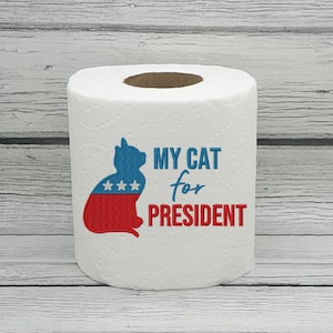 Carta igienica ricamata "Il mio gatto come presidente"