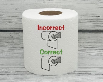 TP Roll Right Or Wrong Over Under Embroidered Toilet Paper