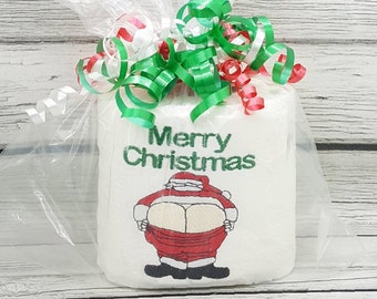 "Frohe Weihnachten Frech Santa Butt Besticktes Toilettenpapier