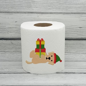 Carta igienica ricamata con cane Golden Retriever di Natale