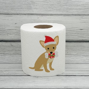 Carta igienica ricamata con cane Chihuahua di Natale