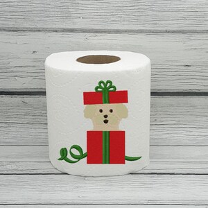 Carta igienica ricamata con cane di Natale Bichon Frise