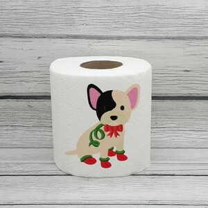 Carta igienica ricamata con cane di Natale Frenchie Bulldog francese