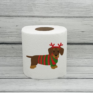 Carta igienica ricamata con cane bassotto Doxie di Natale