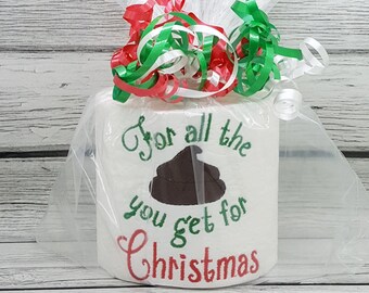 Für all die Scheisse bekommt man zu Weihnachten besticktes Toilettenpapier