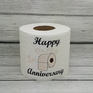 Carta igienica ricamata per il 1° anniversario di carta