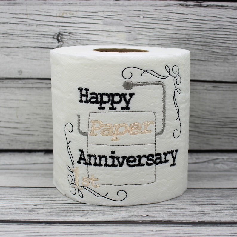 Happy Paper Anniversary embroidered novelty toilet paper Etsy