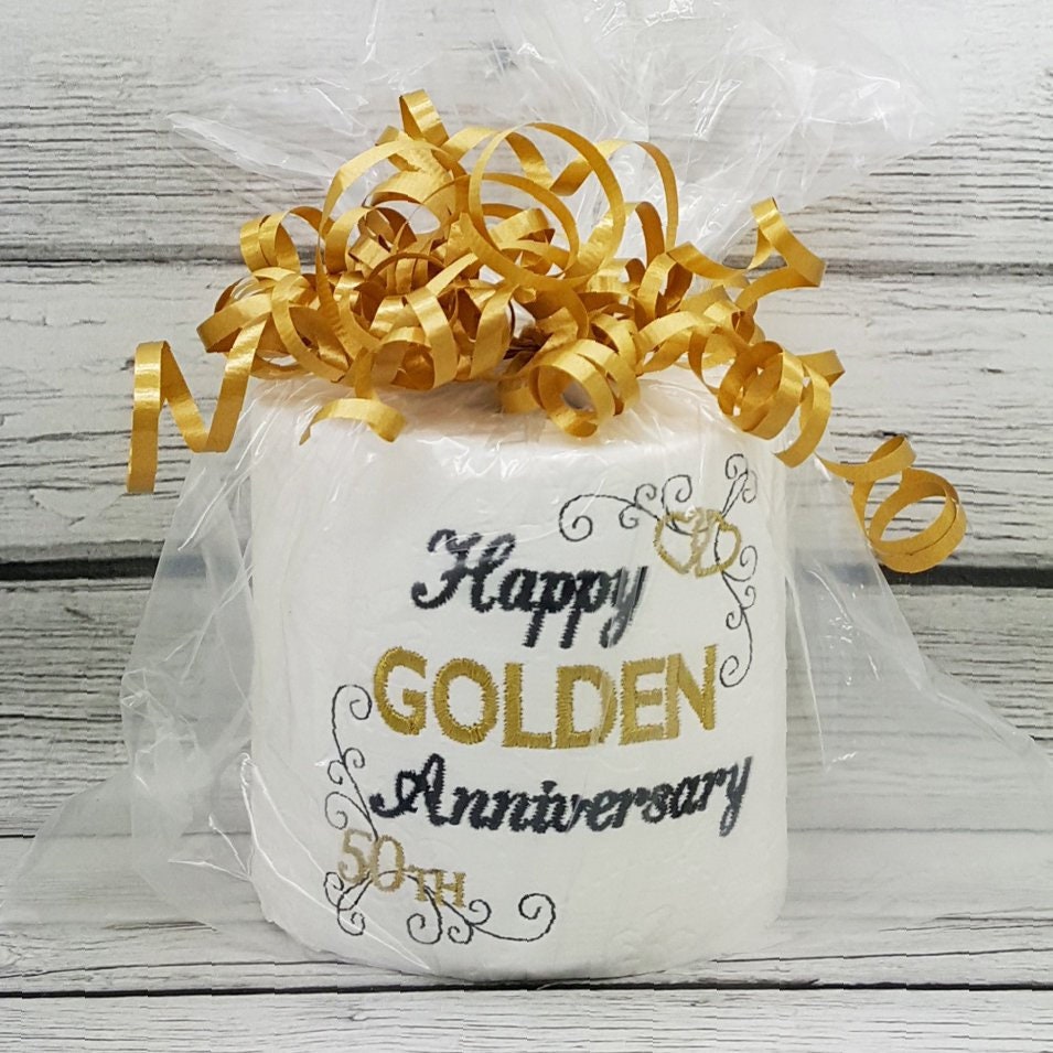 Happy 50th Golden Anniversary 2 Embroidered Toilet Paper