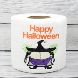 Carta igienica ricamata con il sedere di una strega di Halloween