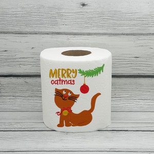 Carta igienica ricamata con gatto Merry Catmas