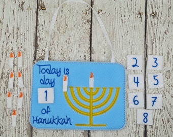 Hanukkah Countdown Calendar, Count Down To Chanukkah, Jewish Advent, Wall Hanger, Kids Menorah Candles, Kids Gifts, Childrens Holiday Toys