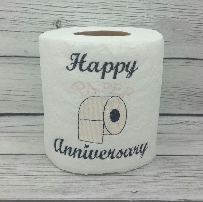 Happy 1st Paper Anniversary 3 Embroidered Toilet Paper image 2