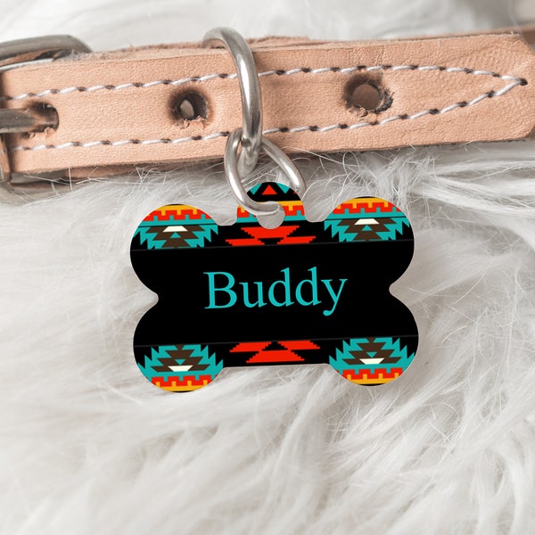 Aztec Bone Shaped Pet ID Tag, Customized Double Sided Aluminum