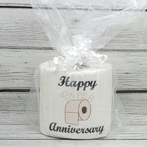 Happy 1st Paper Anniversary Embroidered Toilet Paper