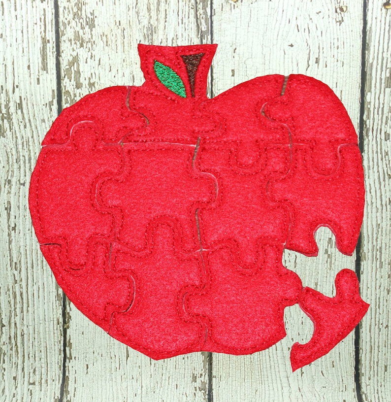 Apple Felt Puzzle, Busy Bag Games, Fine Motor Skills, Educational Montessori Toys, Sensory Play, Birthday Party Favors, Easter Basket image 1