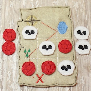 Piratenkarte Tic Tac Toe Filzspiel, Lernspielzeug für Kinder, Aktivitätenbuch, Kleinkinderlernen, Praktisches Montessori, Chanukka-Weihnachtsgeschenke