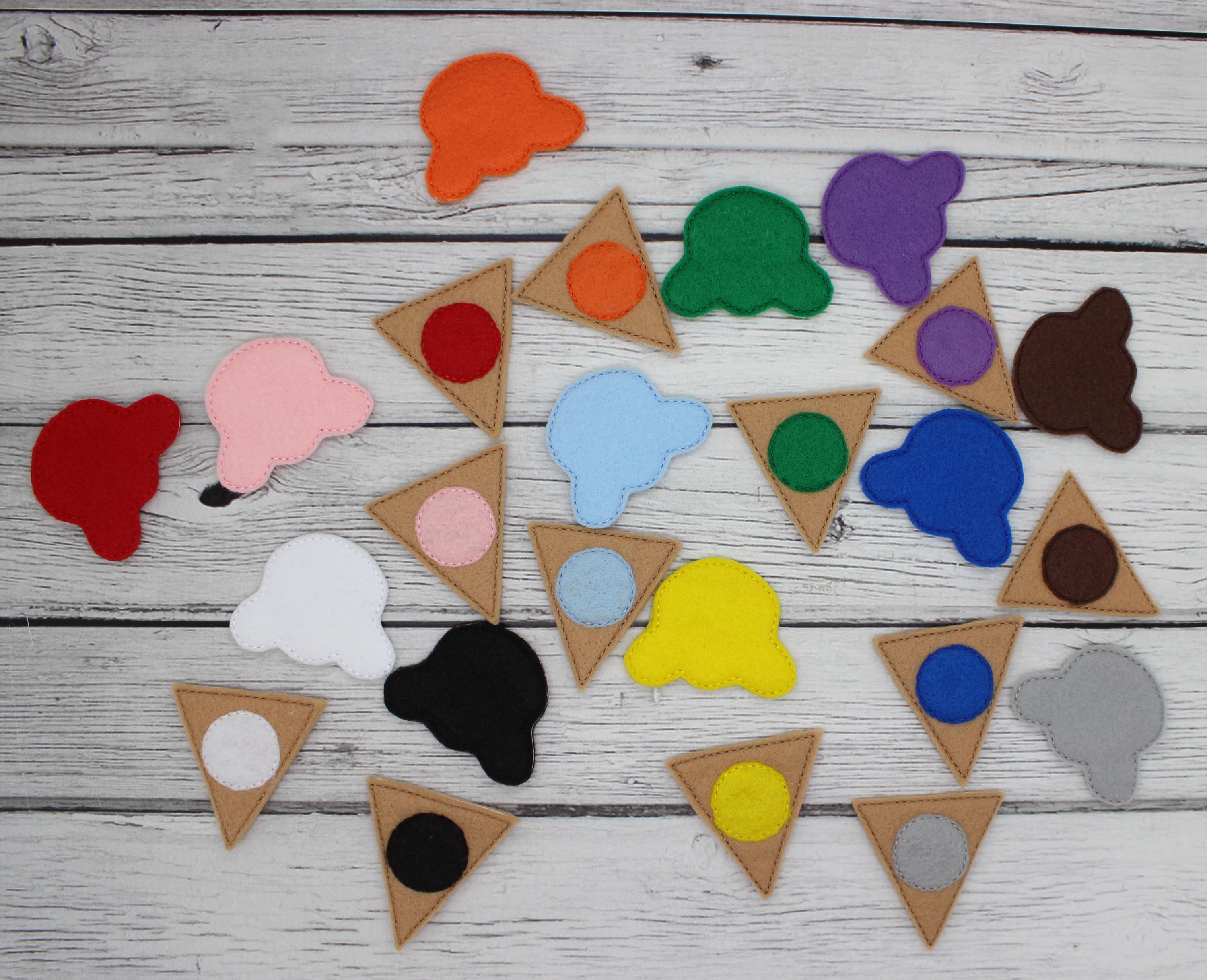 Ice Cream Cone Color Match Learning Game for Kids, Busy Bag ...