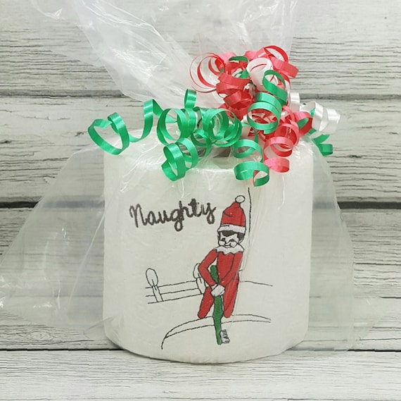Naughty elf toothbrush embroidered toilet paper funny joke Etsy