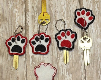 Paw print key cover, key chain, animal keychain, key fob, keyfob, birthday gifts,  party favors, grab bag, Christmas gift, stocking stuffers