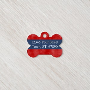 Patriotic Red, White And Blue Bone Shaped Pet ID Tag, Customized Double Sided Aluminum image 3