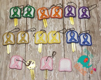 Awareness ribbon key cover, key chain, keychain, key fob, keyfob, birthday gifts,  party favors, grab bag, Christmas gift, stocking stuffers