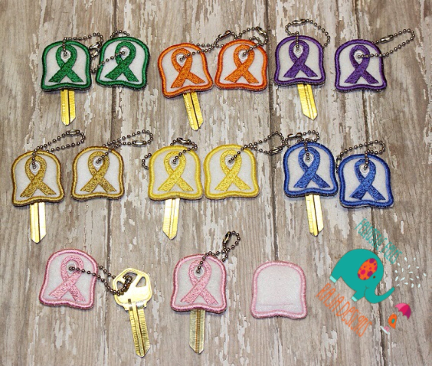 Awareness ribbon key cover, key chain, keychain, key fob, keyfob, birthday gifts,  party favors, grab bag, Christmas gift, stocking stuffers