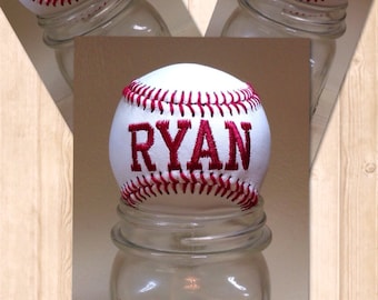 Personalized Embroidered Baseball, Coach Gift, MVP Trophy, Baby Nursery Decor, Sports Baby Shower Gifts, Birthday Gifts, Fathers Day, Senior