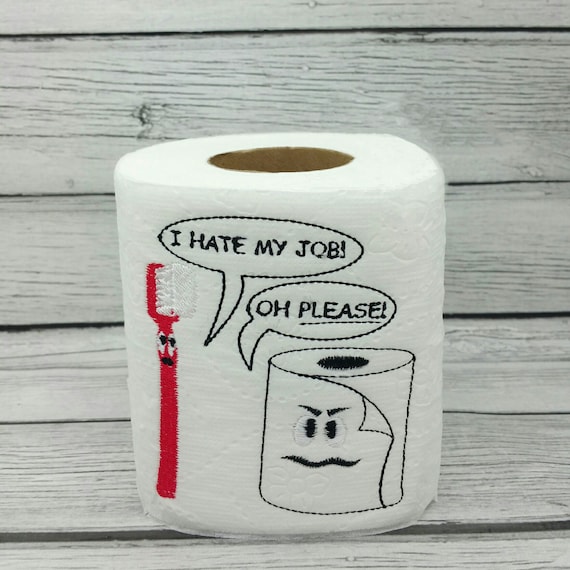 Toothbrush vs toilet paper embroidered toilet paper dental Etsy