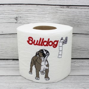 Carta igienica ricamata con cane bulldog