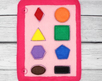 Shape Matching Quiet Busy Book Page, Educational Toys, Felt Activity, Toddler Learning, Hands On Montessori, Christmas Hanukkah Gifts