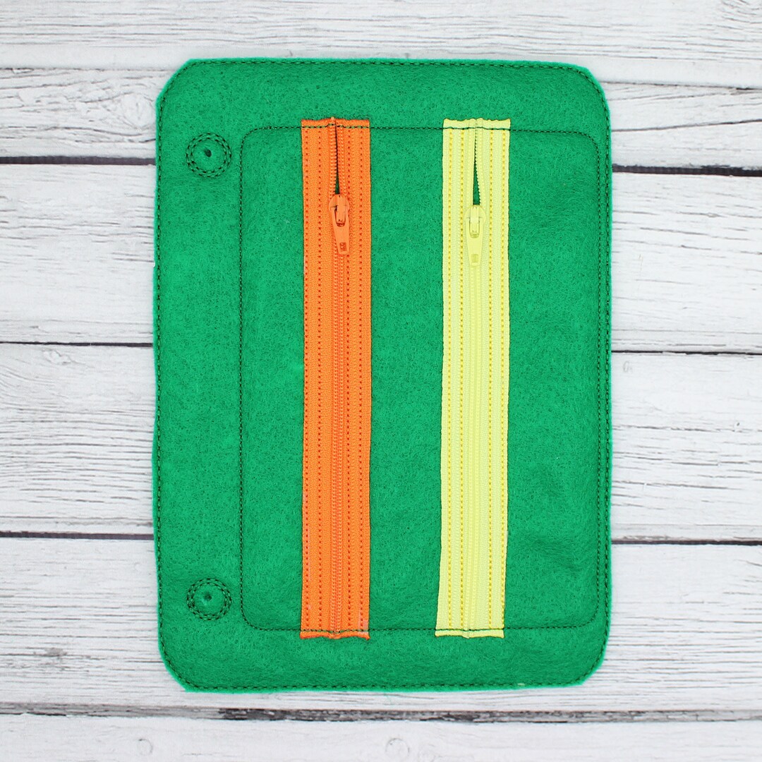 Learn to Zip Zippers Quiet Busy Book Page, Educational Toys, Felt Activity, Toddler Learning