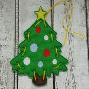 Kerstboom veter kaart speelgoed, feestartikelen, voorschoolse leren, educatief spel kinderen, drukke tas, kous voor peuters, kerstcadeau