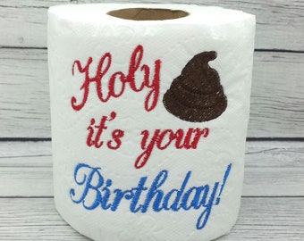 Jeetje, het is je verjaardag! Geborduurd toiletpapier