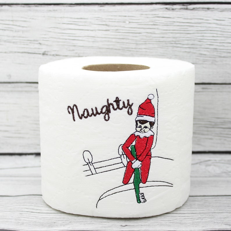 Naughty elf toothbrush embroidered toilet paper funny joke Etsy