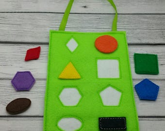 Shape matching game, kids learning game, busy bag, educational toys, toddler travel activities, stocking stuffers, christmas gifts