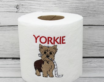 Yorkie Hund Besticktes Toilettenpapier