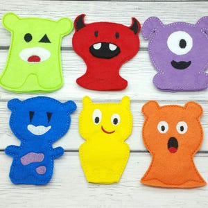 Monster vilten vingerpop set voor kinderen, fantasiespel, kerstcadeau voor peuters, voorschoolse cadeau, kinderspel, kleinigheidjes, reisactiviteit