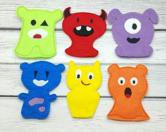 Monster felt finger puppet set for kids, pretend play, toddler Christmas gift, preschool gift, kids game, stocking stuffers, travel activity