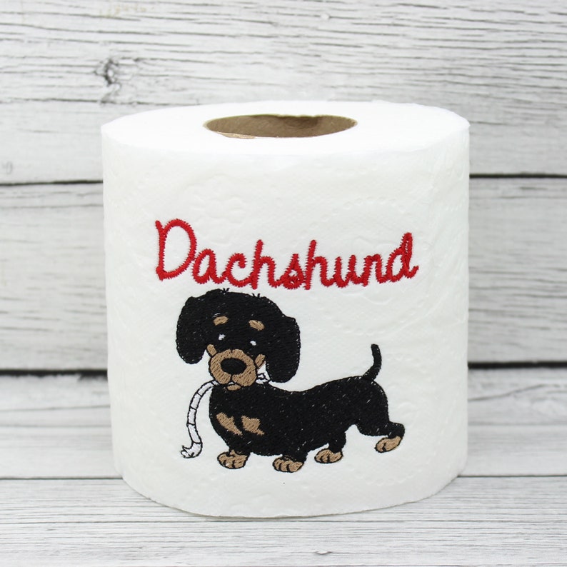 Dackel Doxie Hund besticktes Toilettenpapier Bild 3