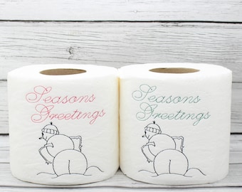 Seasons Greetings Snowman Butt Embroidered Toilet Paper
