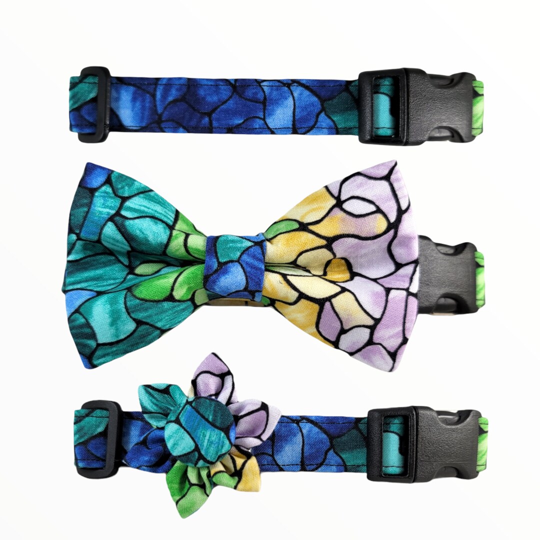 Stained Glass Dog Collars With Matching Leashes Bow Ties Etsy