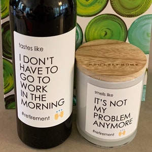 Retirement wine or candle labels, printable tags