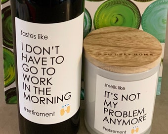 Retirement wine or candle labels, printable tags