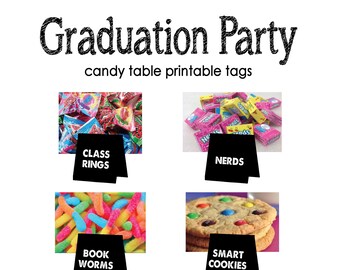 Graduation Candy Bar-includes grad related candy labels and table signage