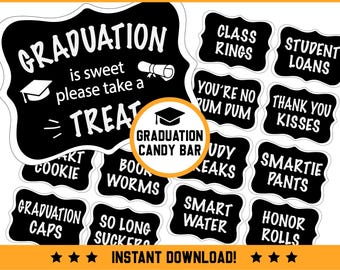 Graduation Candy Bar-includes grad related candy labels and 3 table signage