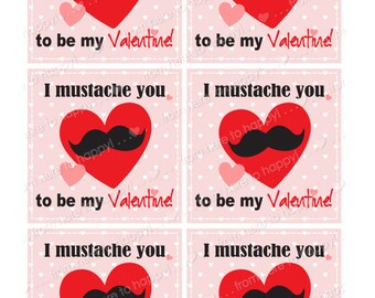 PIY (print it yourself) digital file-Valentine "I mustache you to be my Valentine"