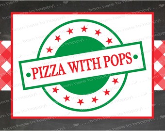 Pizza with Pops--Teacher, PTA, Father's Day, flyer/invite, gift tags, activity sheets