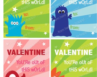 PIY (print it yourself) digital file-Valentine "You're out of this World" treat tags